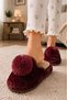 Women's Pompom Detailed Winter, Warm, Plush House Slippers - 4
