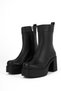 Divers Women's Genuine Leather Blunt Toe Stitched Detailed Zippered High Heel Boots B4189 - 2