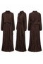 Waist-Tied Nile Dress with Latik Detail on the Sleeves 747 Brown - 2