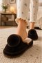 Women's Pompom Detailed Winter, Warm, Plush House Slippers - 3