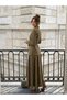 Women's Flawed Draped Shirt with Tie-Up Detail Skirt Set - 2