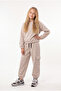 3 Thread Girls' Plain Low Waist Sweatshirt Crew Neck Sweatpants Set - 5