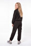 3 Thread Girls' Plain Low Waist Sweatshirt Crew Neck Sweatpants Set - 4