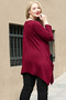 Plus Size Leather Pocket Slit Long Sleeve Tunic Burgundy - 4