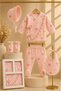 Baby Girl 5-Piece Hospital Discharge Set 100% Cotton Heart Patterned Ruffled Boxed Newborn Set-Gift