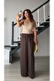 Bitter Brown Draped Satin Trousers - 5