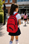 Red Waterproof School Backpack Multi-Compartment Large Internal Volume Student 45X31X15 cm - 7