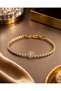 Zircon Stone Non-Tarnish Gold Color Women's Steel Bracelet - 2