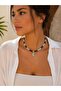 Blue Brown Zircon Stone Moon Necklace
