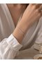 Zircon Stone Anti-Tarnish Silver Color Women's Steel Bracelet - 2