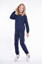 3 Thread Flat Girls' Double Pocket Crew Neck 2-Piece Tracksuit Set - 4