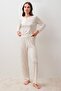 Long Sleeve Buttoned Patterned Lycra Viscose Pajama Set - 2