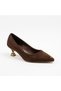 Vollex Nubuck Material Short Heeled Stylish Women's Shoes - 3