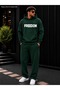 Men's Freedom Typographic Printed Tracksuit Set / Hooded Sweatshirt with Kangaroo Pocket and Straight-Leg Bottoms