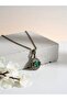 Oval Pendant with Zircon Stones and Pearl Inlay - 3