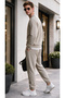 Men's Regular Thermal Fleece 3 Thread Puff Fabric Zero Collar Tracksuit Set - 3