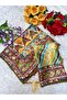 Pure Chinon Silk Designer Patchwork Printed Saree with Handwork Mirror Embroidery-FALL & PICO STITCHED & Unstitched Blouse Piece – Multicolor Floral & Geometric Festive Partywear Saree with Ta - 3
