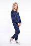 3 Thread Flat Girls' Double Pocket Crew Neck 2-Piece Tracksuit Set - 5