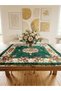 Vintage Emerald Green Floral Patterned Velvet Table Cloth and Multi-Purpose Decorative Coverlet 125X125 cm 6100