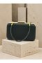 Black Striped Satin Gold Metal Detailed Crystal Stone Chain Strap Women's Evening Dress Bag Wedding Engagement Graduation - 6
