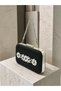 Black Striped Satin Silver Detailed Crystal Stone Chain Strap Women's Evening Dress Bag Wedding Engagement Graduation - 2