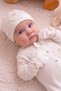 Baby Girl White Pearl and Lace Detailed 3-Piece Jumpsuit Set - Hospital Discharge Set - 4