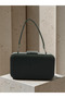 Black Striped Satin Black Metal Detailed Crystal Stone Chain Strap Women's Evening Dress Bag Wedding Engagement Graduation - 3
