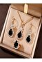 Water Drop Stone Necklace, Earrings and Ring Set