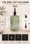 750 ml Glass Oil Dispenser Soap Dispenser Set – Glass Bottle with 2 Different Heads - Green