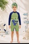 New Season Long Sleeve Zippered Boneli Sunscreen Boys' Jumpsuit Swimsuit Set