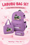 Purple 3-Piece Bag Set – Large School Backpack, Medium Hand Bag & Small Pencil Pouch with Cute Cartoon Print - 2