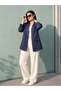 Women's Folded Sleeve Short Dabıl Fabric Jacket 7218 - 4