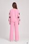 Pink Girls' Embossed Print Raised Print Crew Neck Wide Leg Tracksuit Set 24784 - 5