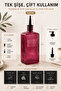 500 ml Glass Oil Dispenser Soap Dispenser Set – Glass Bottle with 2 Different Heads - Pink