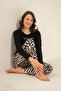 Women's Pajama Set, Combed Modal, 50% Cotton 50% Modal, Round Neck, with Pockets, Inspire Others Everyday Printed - 2
