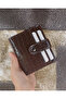 Women's Coffee Croco Pattern Slim Small Model 10 Card Holder Wallet 1