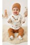 0-3 Months Baby Set with Squirrel Embroidery, 100% Organic Cotton, 5 Piece Set