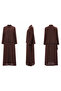 Front Buttoned Cupra Dress with Tunic Skirt Look from the Front 726 Brown - 2