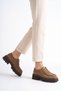Soltes Pre-Stitched Tied Genuine Leather Women's Ballerina Shoes Camel Suede - 5