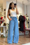 Blue Elastic Waist Soft Textured Straight Jeans