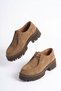 Soltes Pre-Stitched Tied Genuine Leather Women's Ballerina Shoes Camel Suede - 3