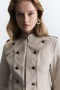Premium Women's Stone Color Gold Buttoned Stand Collar Military Design Jacket - 2