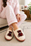 Plaid Patterned Bear Figured Soft Plush Winter Home Slippers Dowry Slippers Gift Slippers Stc1338 - 3