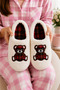 Plaid Patterned Bear Figured Soft Plush Winter Home Slippers Dowry Slippers Gift Slippers Stc1338 - 4