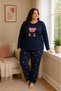 Women's Plus Size Long Sleeve Interlock Pajama Set