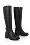 Perles Side Buckle Women's Genuine Leather Heeled Boots Black Skin - 3