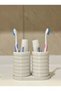Modern Bathroom Organizer V2 - Toothbrush Holder Set - Set of Two - Light Marble White - 10cm