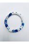 Handmade Prison-Style Blue and White Beaded Knitted Bracelet Inner Diameter: 5.5 cm - 6