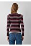 Striped Fitted Cut Women's Sweatshirt - 3