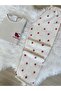 Ecru Raspberry Patterned Soft Winter Waffle Knitted Pajama Set - 4